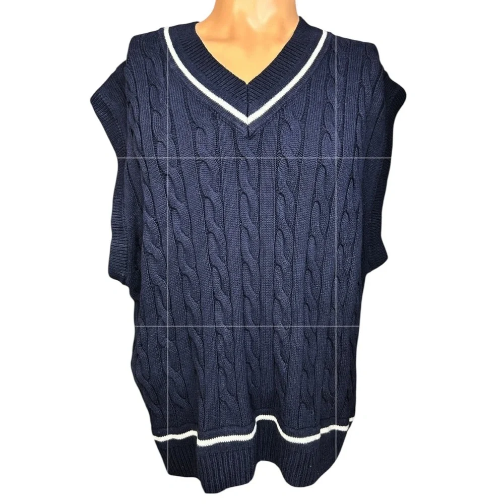 Abercrombie & Fitch Cable Knit Sweater Vest Preppy Golf Ivy League Layering